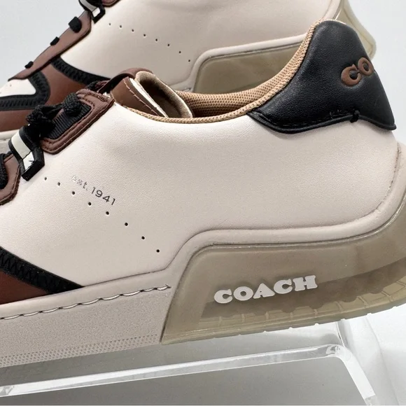 Coach CitySole Court Sneakers Men’s 10D Brown Black White Leather Low Top Shoes - Picture 6 of 16